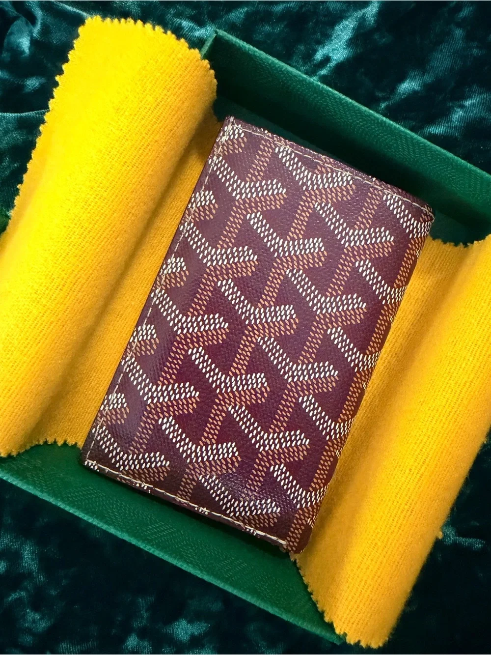 Goyard St. Pierre Card Wallet Burgundy